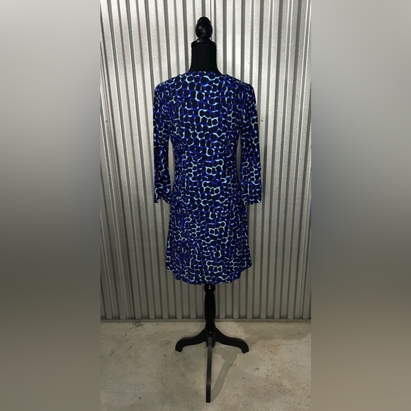 Women’s Jude Connally Blue Animal Long Sleeve Midi Dress Designer Size Small - Picture 2 of 4